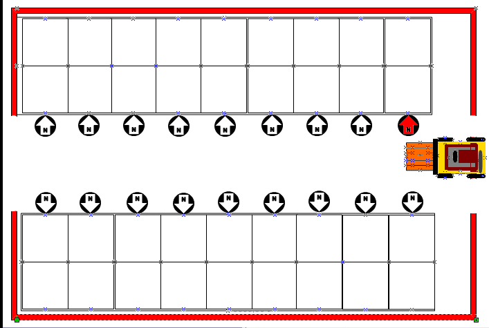Схема разгрузки тупиковых набивных стеллажей